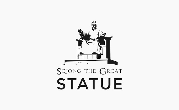 Sejong the Great statue Tourist landmark South Korea travel vector