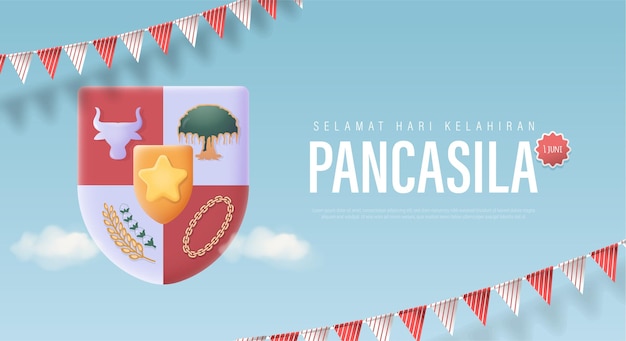 Selamat Hari Lahir Pancasila Translation The Day of Birth of Pancasila Vector Illustration