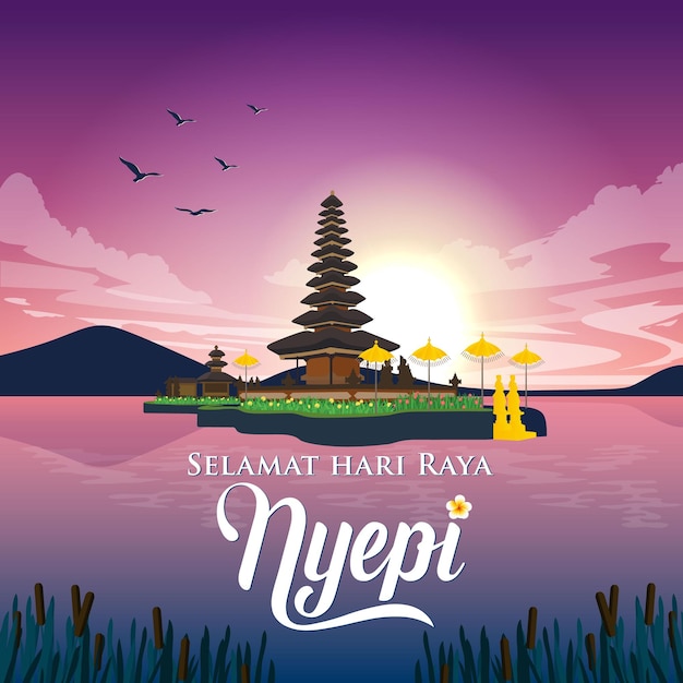 Selamat hari raya Nyepi Translation Happy Day Of Silence Nyepi Suitable for greeting card and banner