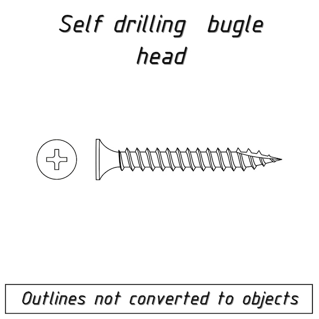 Self drilling bugle head fastener outline