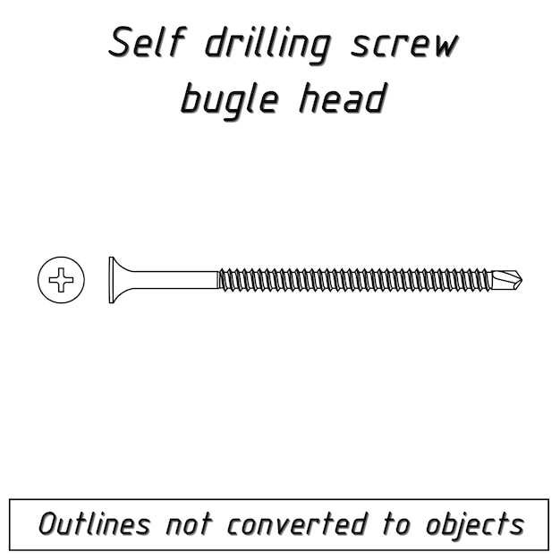 Self drilling screw bungle head fastener outline