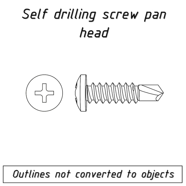 Self drilling screw pan head  fastener outline