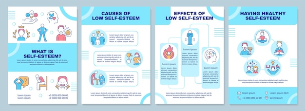 Self esteem blue brochure template