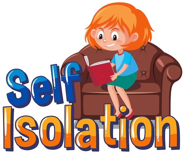 Self isolation cartoon illustration