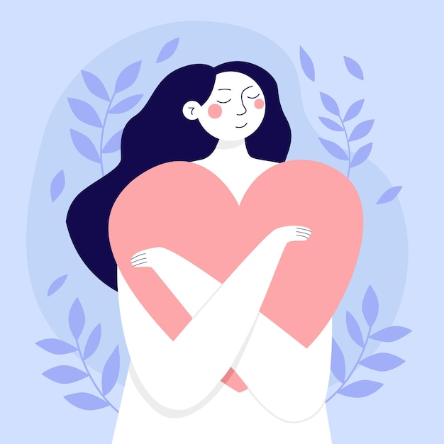 Self love mental health hand drawn women illustration