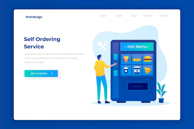 Self ordering food service illustration landing page illustrations for websites landing pages mobile applications posters and banners