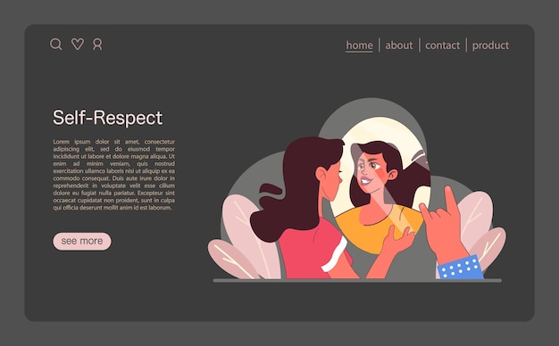 Self respect concept a confident woman engages in positive self talk facing her reflection with a