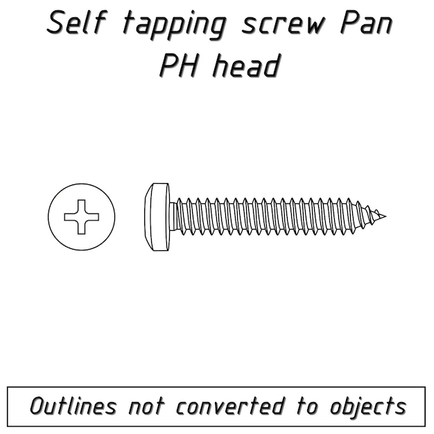 Self tapping screw pan ph head fastener outline