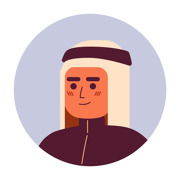 Selfconfident arabian man in hijab semi flat vector character head