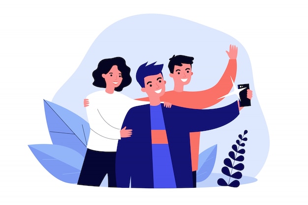 Selfie with friends   illustration