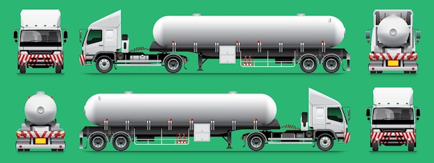 semi-trailer gas tanker truck template 14 wheel.