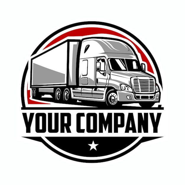 Semi truck logo. Trucking company logo. Premium logo vector isolated