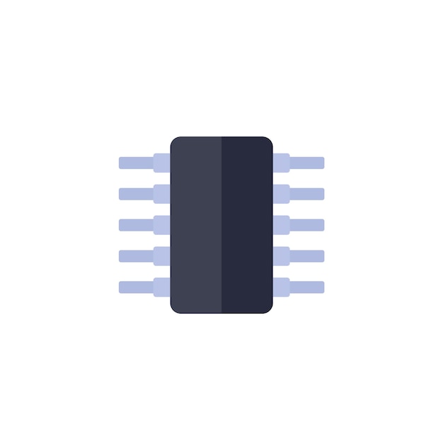 Semiconductor icon on white flat vector