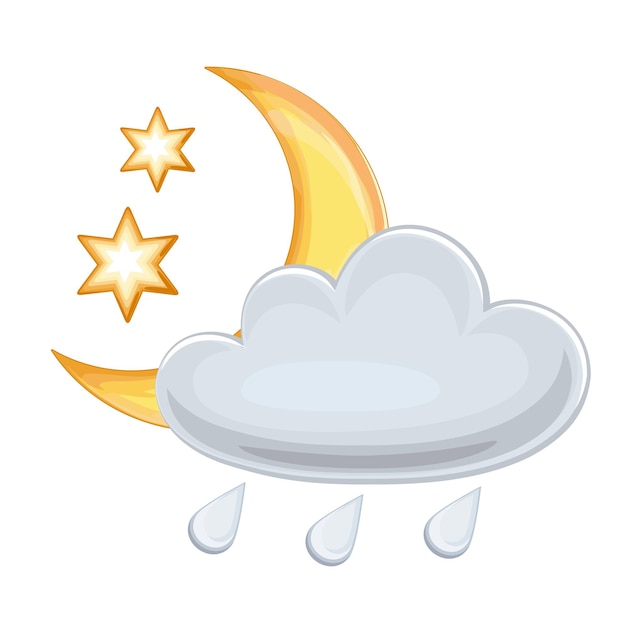 Semimonthly and stars behind cloud in night sky Weather forecast icon