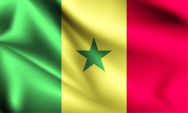 Senegal flag blowing in the wind.