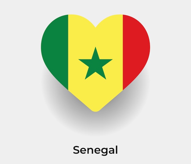 Senegal flag heart shape icon vector illustration