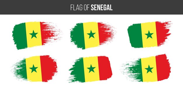 Senegal flags Brush stroke grunge vector illustration flag of senegal isolated on white