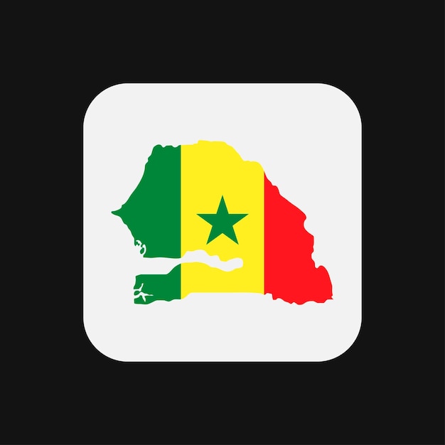 Senegal map silhouette with flag on white background