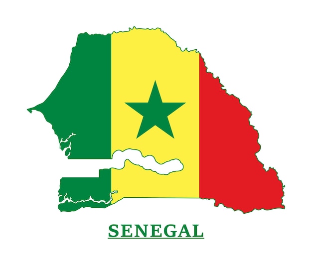 Senegal National Flag Map Design, Illustration Of Senegal Country Flag Inside The Map