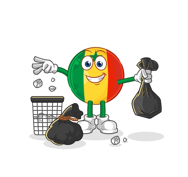 Senegal Throw garbage mascot cartoon vector