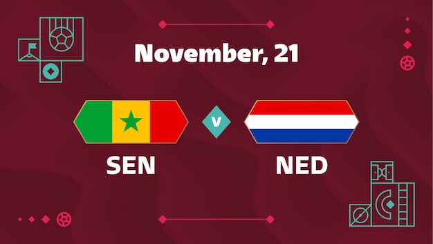 Senegal vs netherlands Football 2022 Group A World Football Competition championship match versus