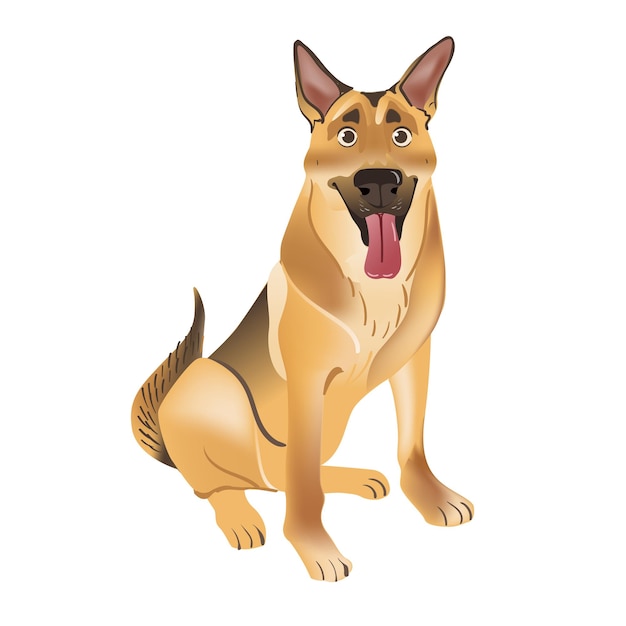 Senior Alsatian dog cartoon