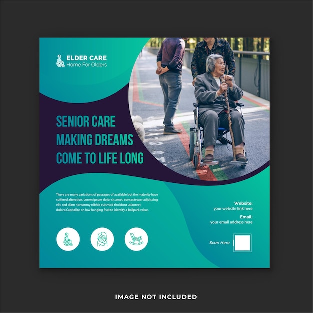 Senior care Instagram post template and old care social media banner design