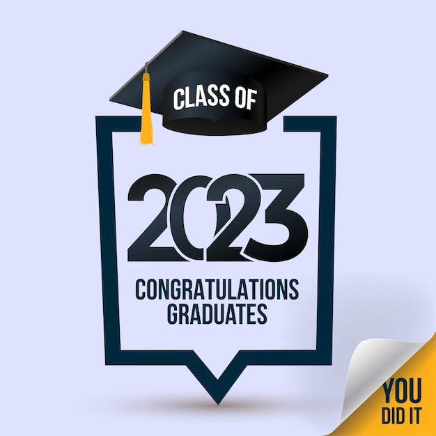 Senior class of 2023 graduation symbol Abstract graduation web design with mortar board