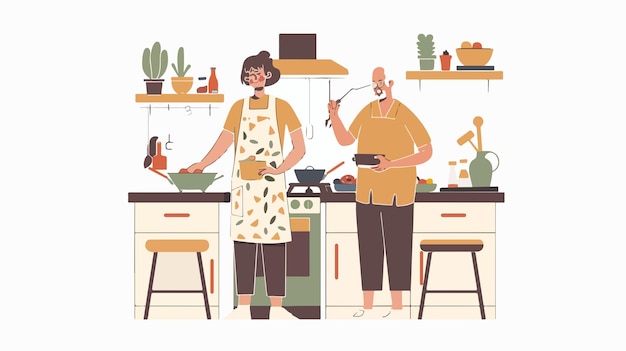 Senior Couple Cooking Together Elderly Man and Woman