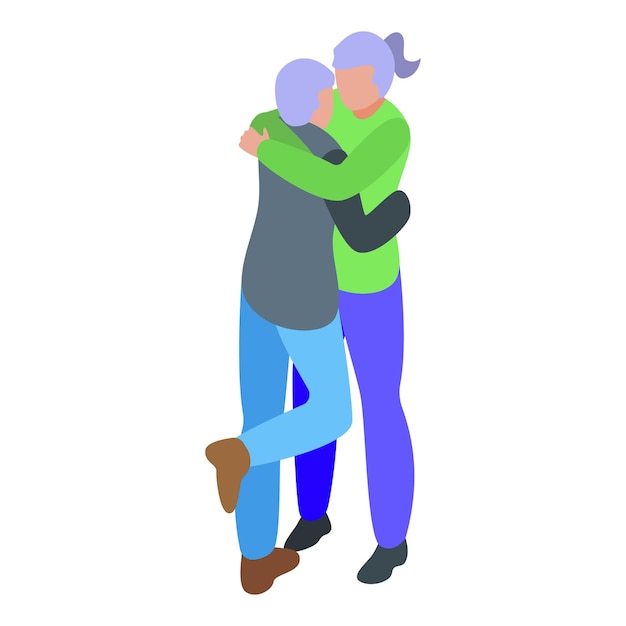 Vector senior couple embrace icon isometric vector happy people