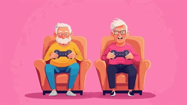 Senior Grandfather Enjoying Video Games with Family at Home