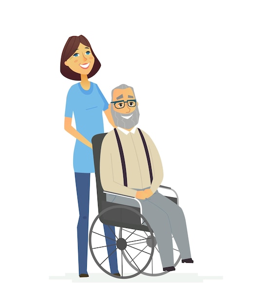 Senior help  colored modern flat design illustration