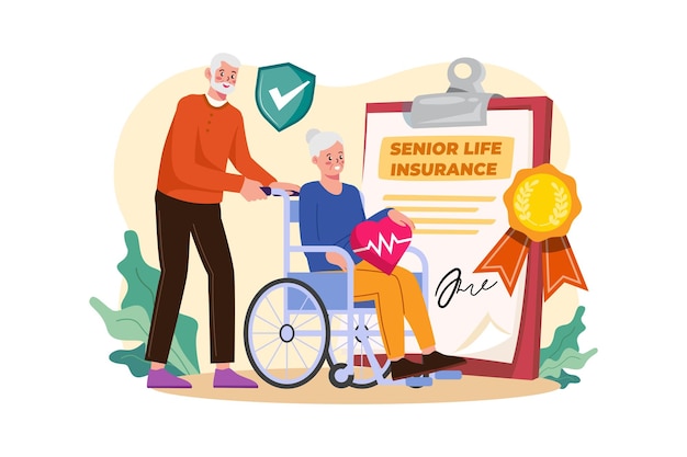 Senior Life Insurance Illustration concept on white background