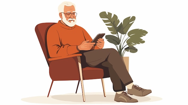 Senior Man Using Smart Phone While Sitting