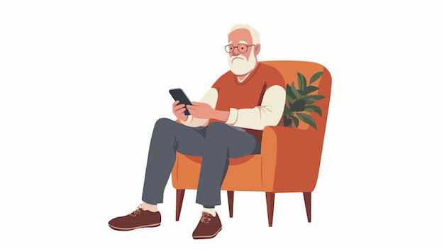 Senior Man Using Smart Phone While Sitting