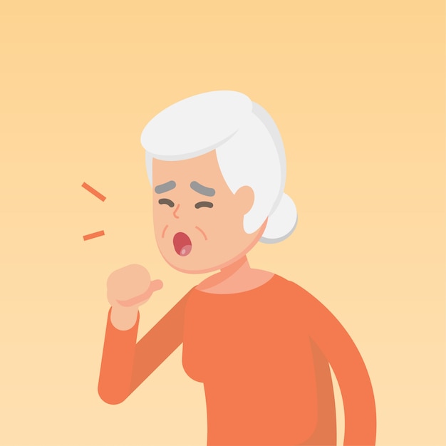 Senior woman coughing