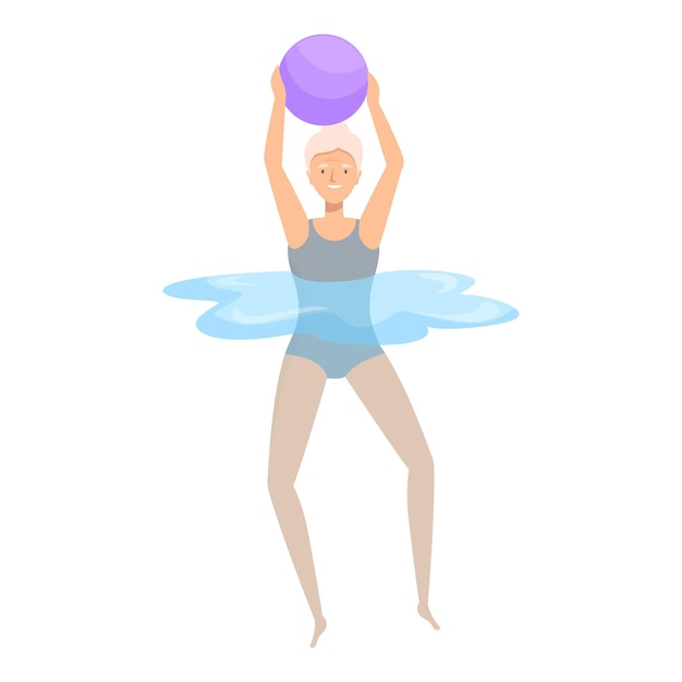 Senior woman lifting fitness ball while exercising in swimming pool