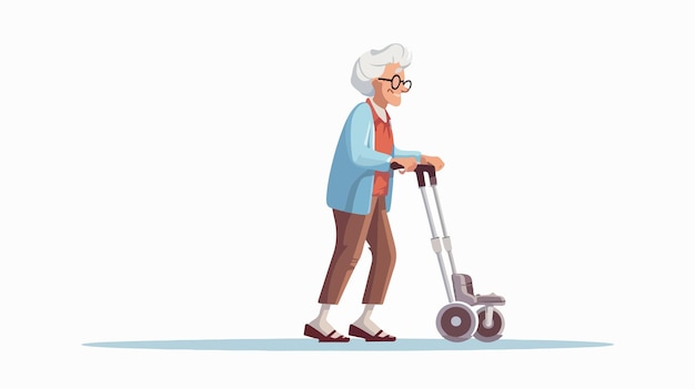 Senior Woman with Walker on Sidewalk Mobility and Independence Concept