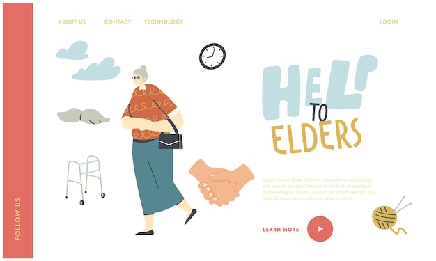 Seniors Help and Support Landing Page Template.