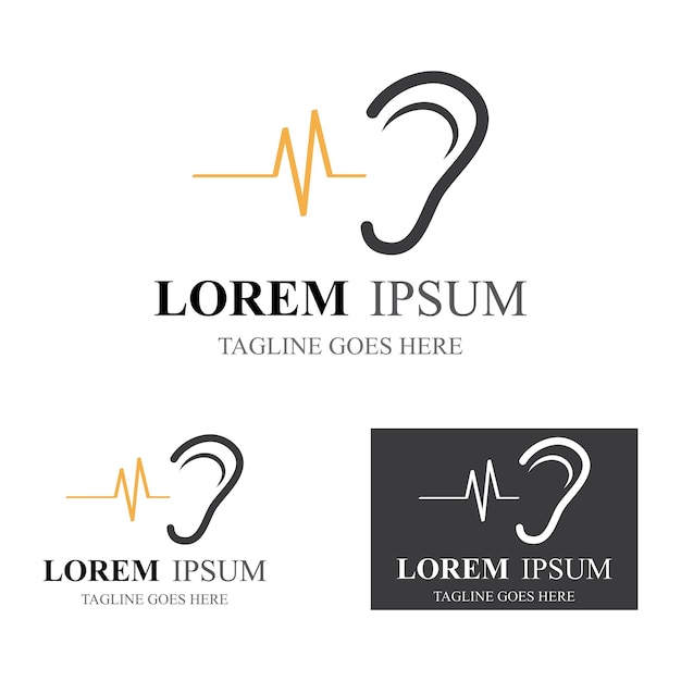 Sense of hearing ear icon logo vector design template illustration