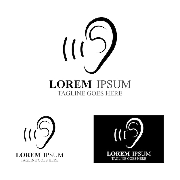 Sense of hearing ear icon logo vector design template illustration