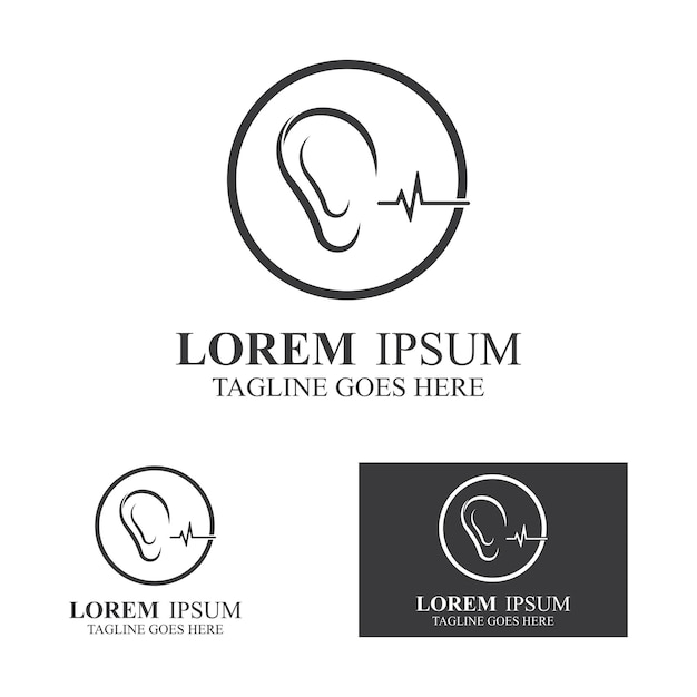 Sense of hearing or ear icon logo vector design template illustration