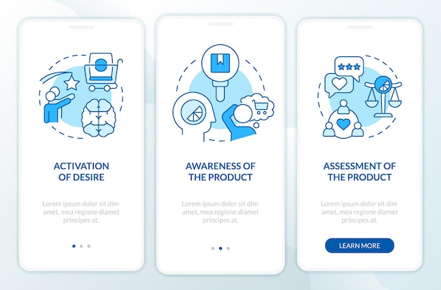 Sensory impact on customer behavior blue onboarding mobile app screen