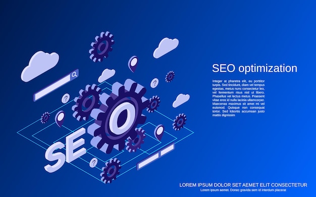 SEO optimization, information search, data analysis flat  isometric  concept illustration