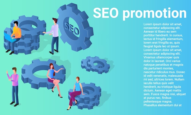 SEO promotion Attracting new customers Development of search algorithms A business style poster