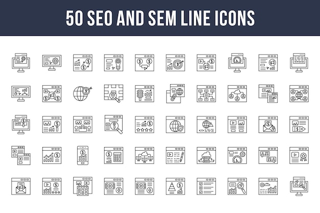 SEO and SEM Line Icons