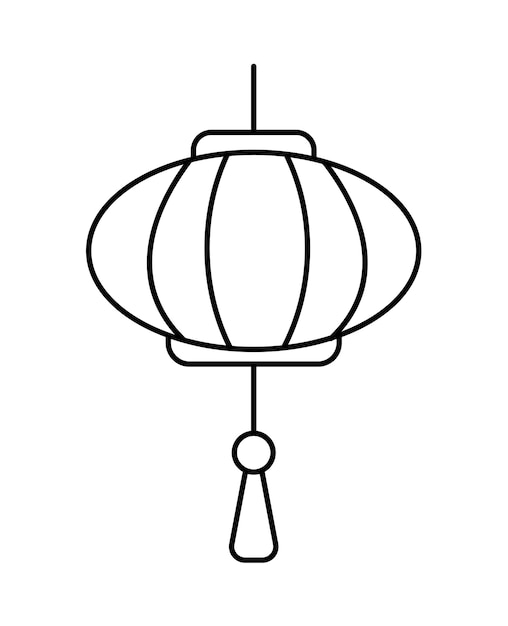 Seollal New Year lantern hanging lamp isolated thin line icon Vector CNY japanese korean lantern