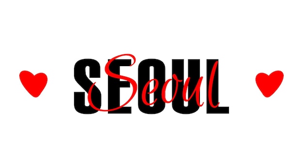 Seoul city name typographic print Travel lettering card isolated on white background Beautiful tshirt print template with text