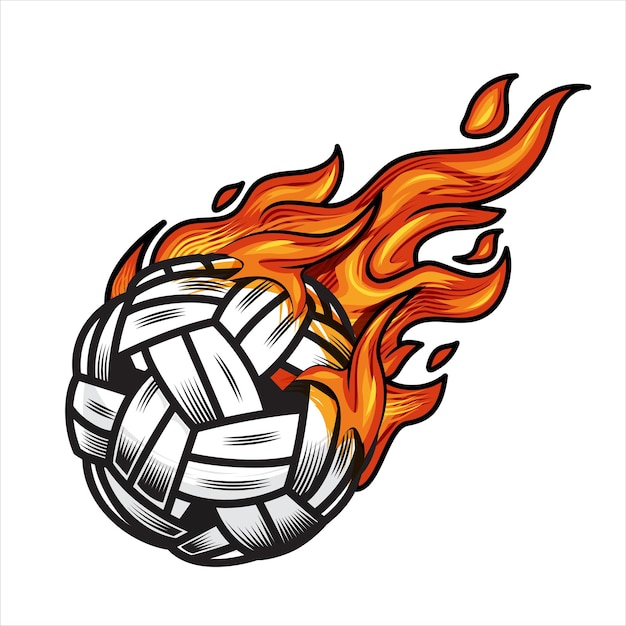 Sepak takraw ball on fire Vector illustration