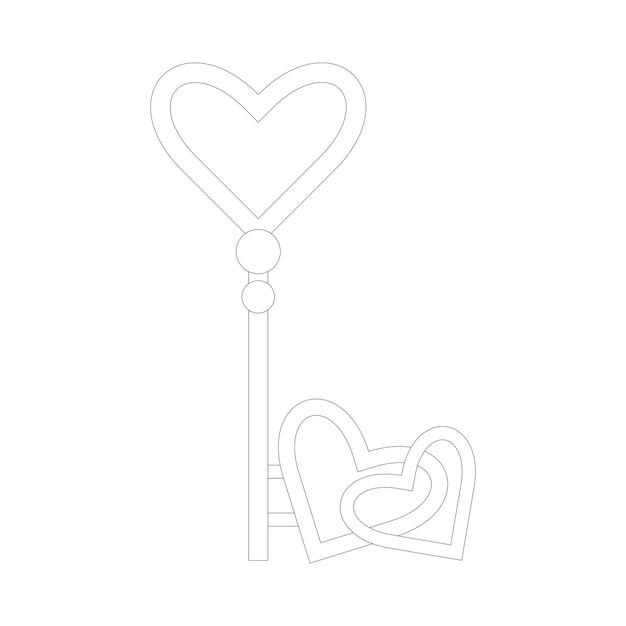 Separate element linear love key with hearts lack stroke icon